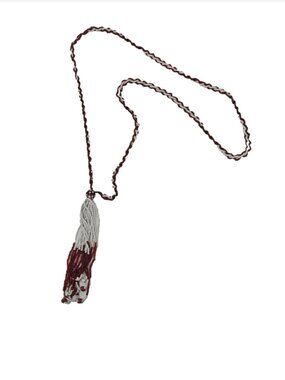 Antique 1920s Native American Indian Red & White Beaded Jacla Jocla Necklace 25"